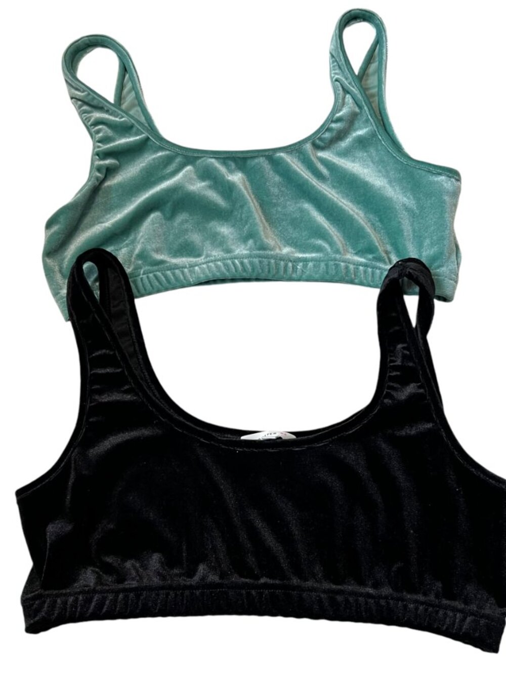 Tank top crop tops velour black green juniors large bundle of 2